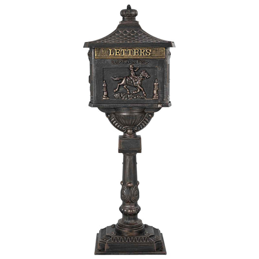 vidaXL Standing Mailbox Bronze 42.5 x 29.5 x 117 cm Cast Aluminum