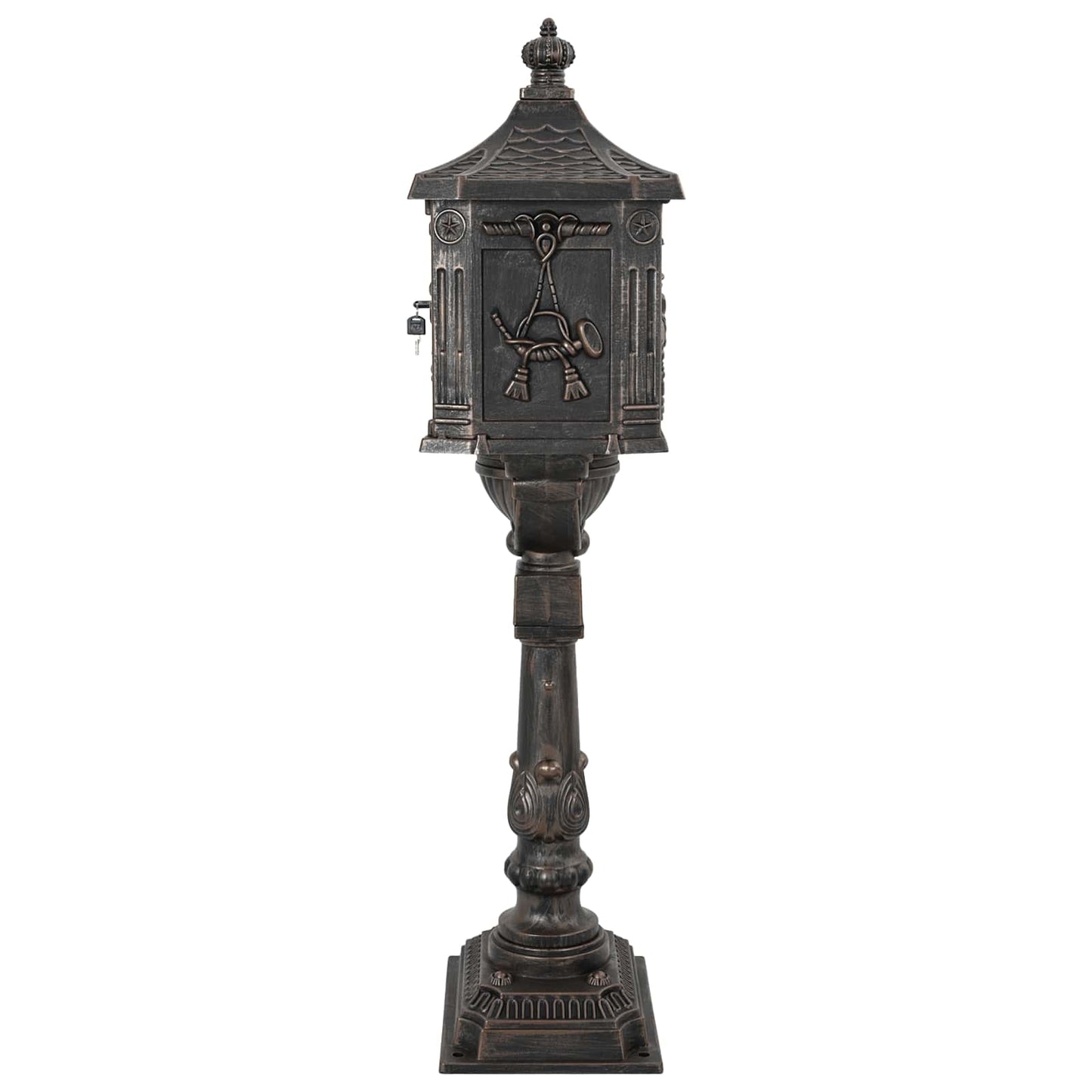 vidaXL Standing Mailbox Bronze 42.5 x 29.5 x 117 cm Cast Aluminum