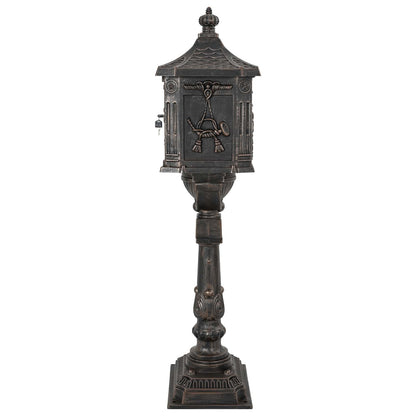vidaXL Standing Mailbox Bronze 42.5 x 29.5 x 117 cm Cast Aluminum