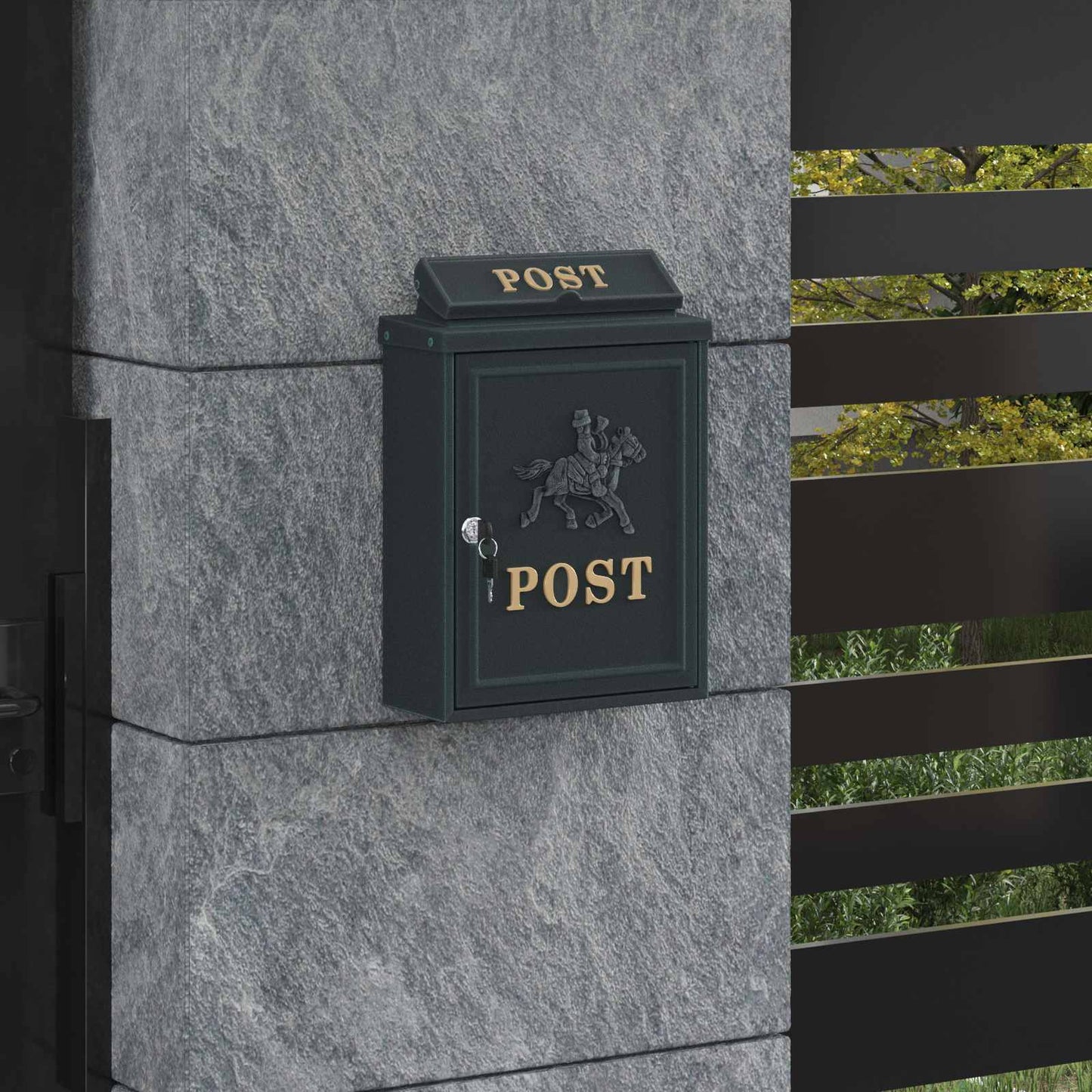 vidaXL Wall Mounted Mailbox Green 29 x 13 x 41 cm Cast Aluminum