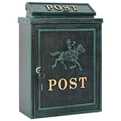 vidaXL Wall Mounted Mailbox Green 29 x 13 x 41 cm Cast Aluminum