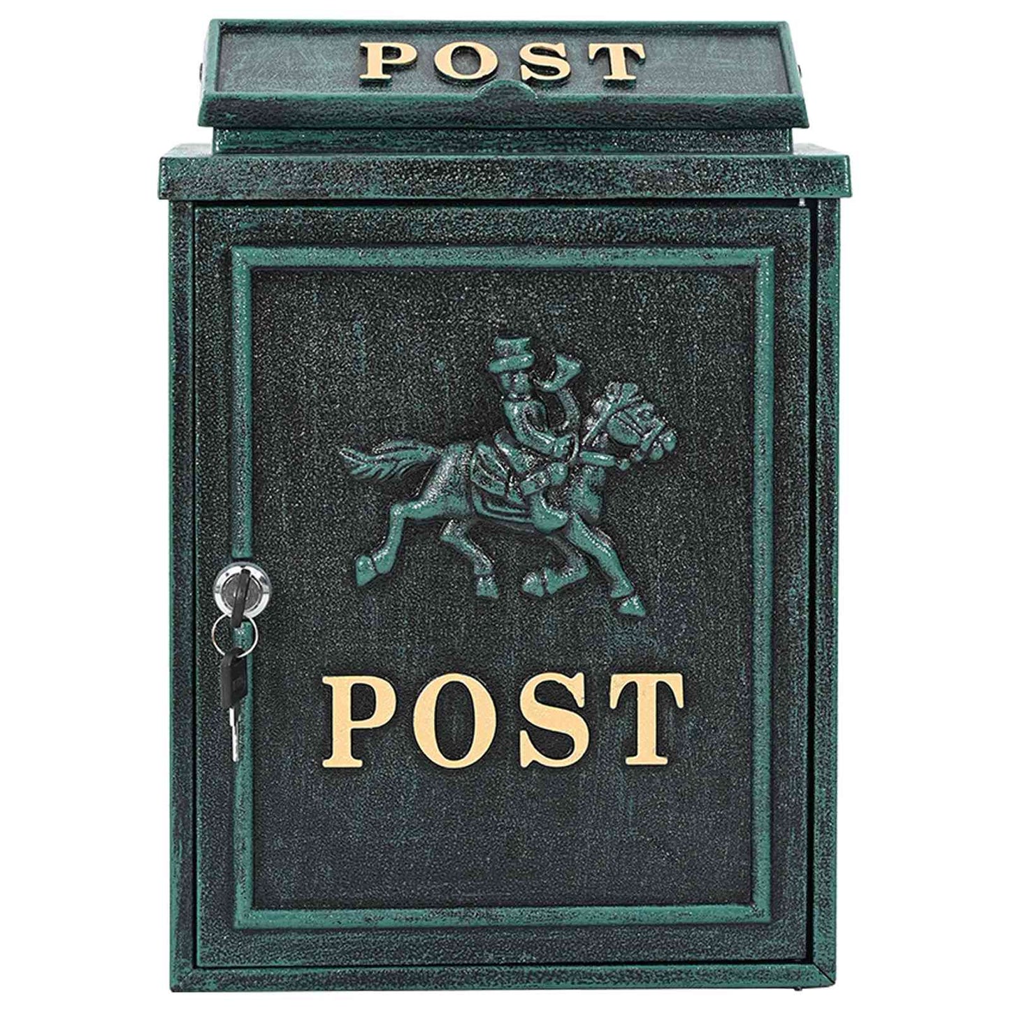 vidaXL Wall Mounted Mailbox Green 29 x 13 x 41 cm Cast Aluminum