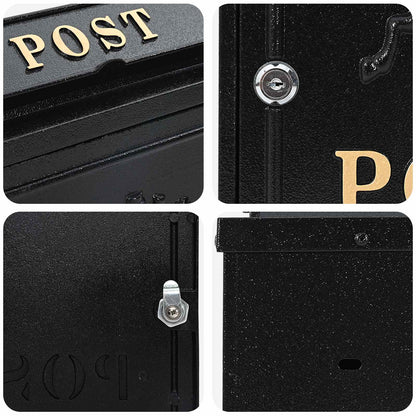 vidaXL Wall Mounted Mailbox Black 29 x 13 x 41 cm Cast Aluminum