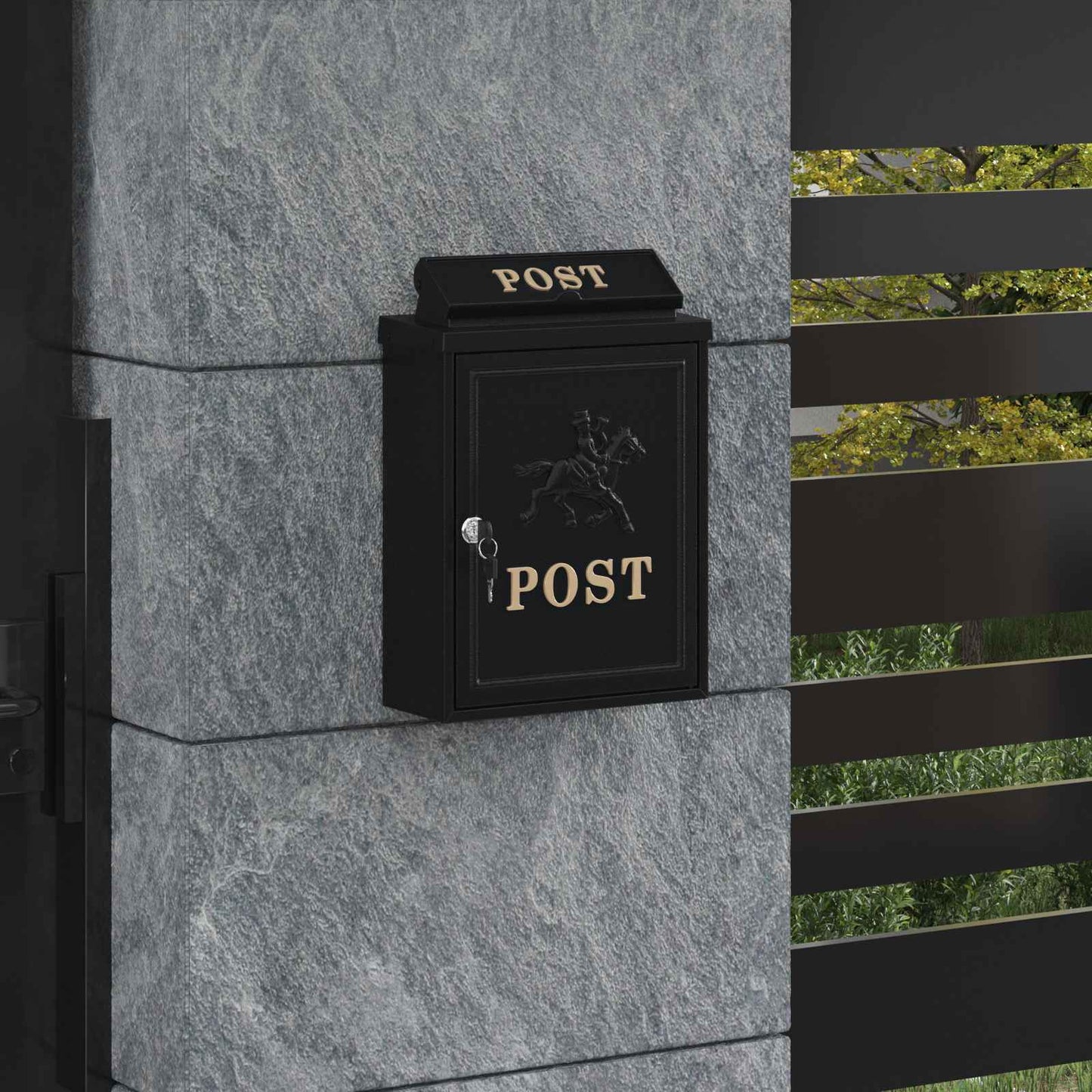vidaXL Wall Mounted Mailbox Black 29 x 13 x 41 cm Cast Aluminum