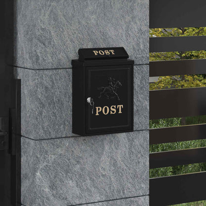 vidaXL Wall Mounted Mailbox Black 29 x 13 x 41 cm Cast Aluminum