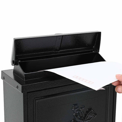 vidaXL Wall Mounted Mailbox Black 29 x 13 x 41 cm Cast Aluminum