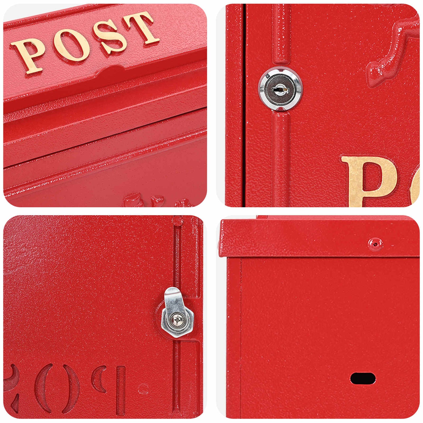 vidaXL Wall Mounted Mailbox Red 29 x 13 x 41 cm Cast Aluminum