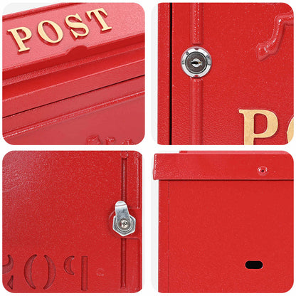vidaXL Wall Mounted Mailbox Red 29 x 13 x 41 cm Cast Aluminum