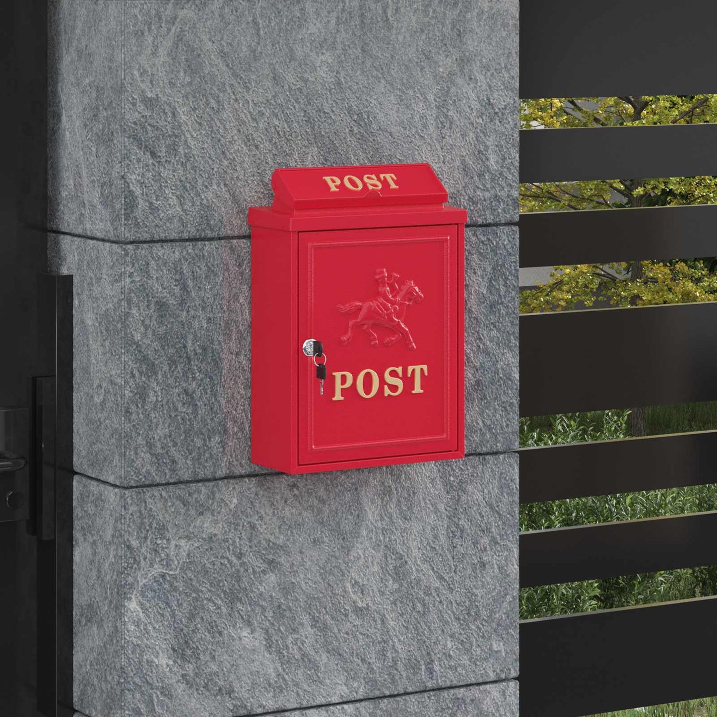 vidaXL Wall Mounted Mailbox Red 29 x 13 x 41 cm Cast Aluminum