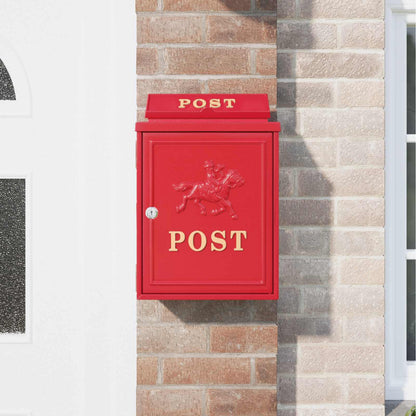 vidaXL Wall Mounted Mailbox Red 29 x 13 x 41 cm Cast Aluminum