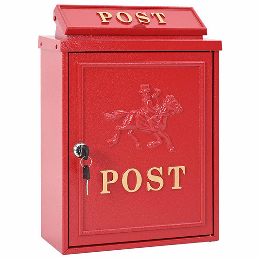 vidaXL Wall Mounted Mailbox Red 29 x 13 x 41 cm Cast Aluminum