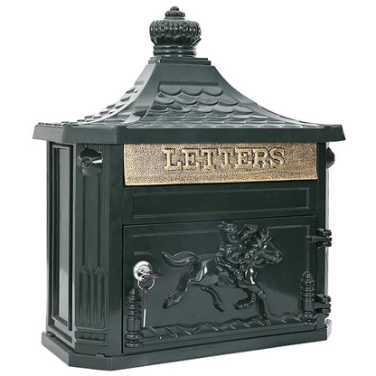 vidaXL Wall Mounted Mailbox Green 40.5 x 15.5 x 44 cm Cast Aluminum