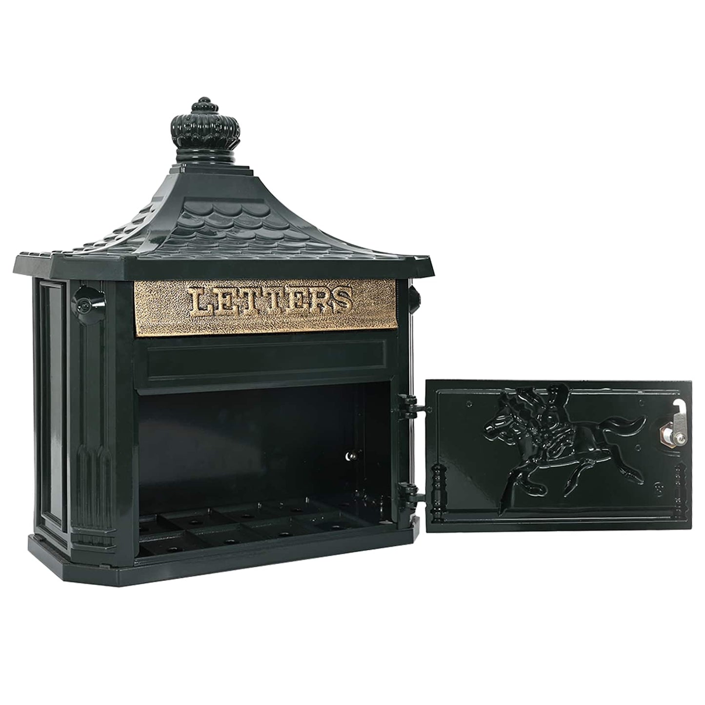 vidaXL Wall Mounted Mailbox Green 40.5 x 15.5 x 44 cm Cast Aluminum