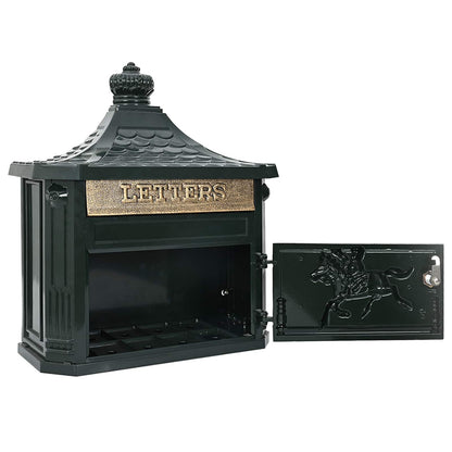 vidaXL Wall Mounted Mailbox Green 40.5 x 15.5 x 44 cm Cast Aluminum