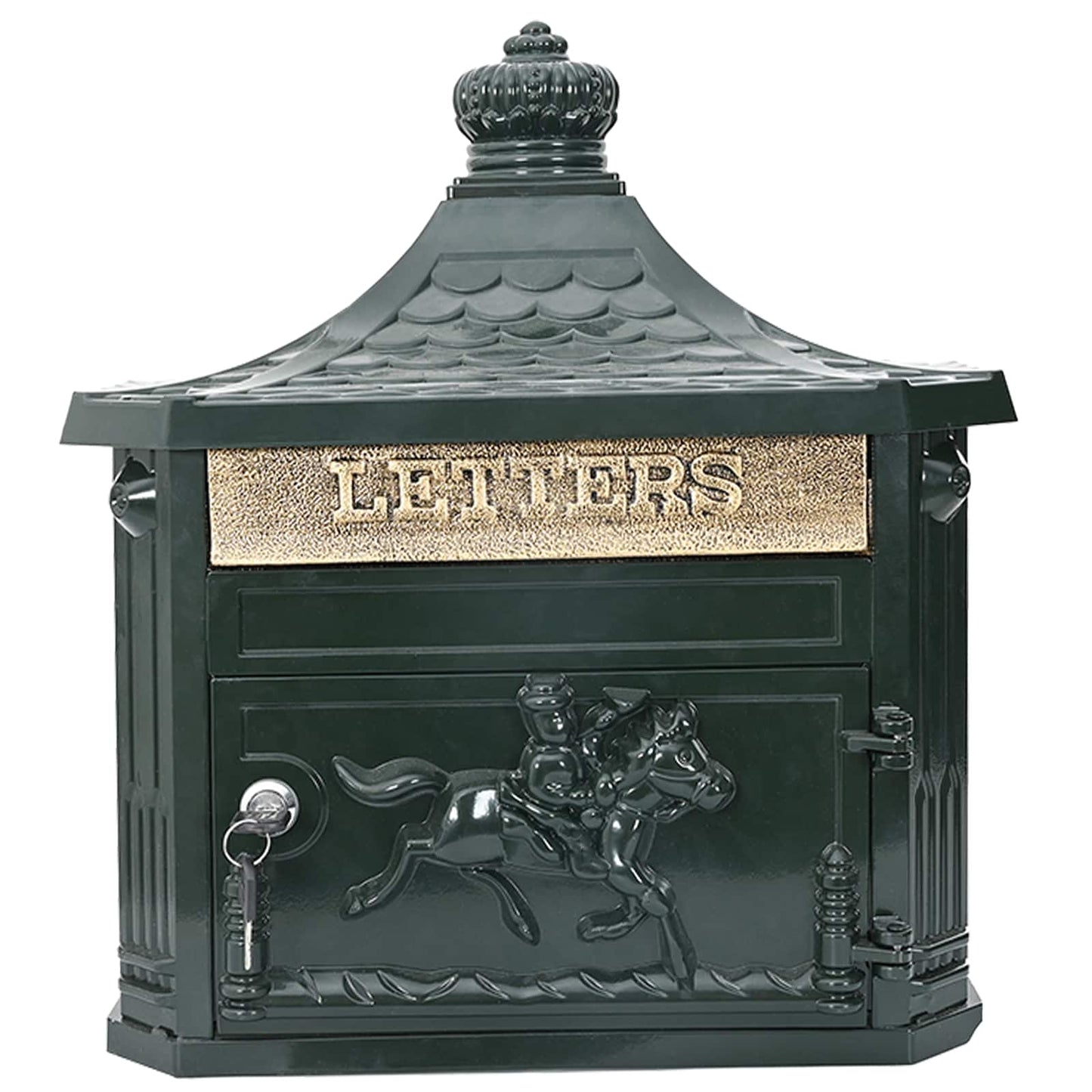 vidaXL Wall Mounted Mailbox Green 40.5 x 15.5 x 44 cm Cast Aluminum