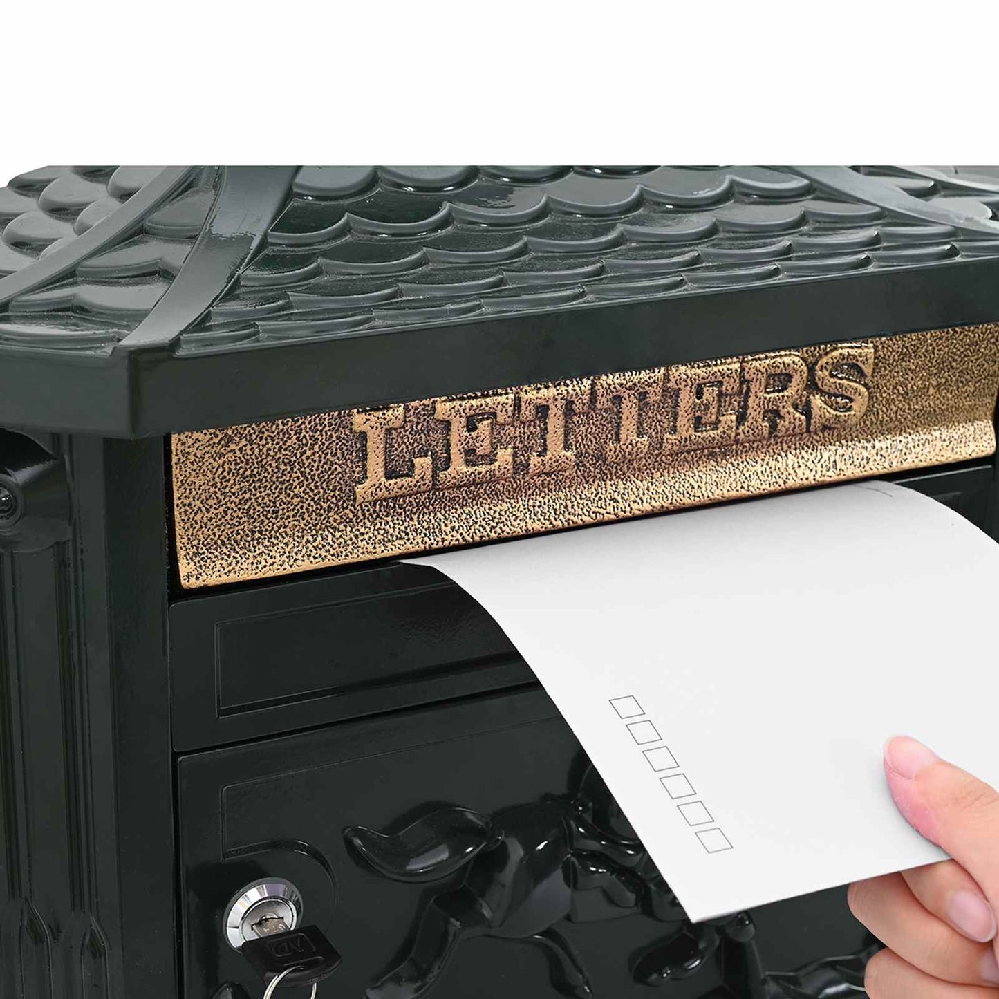 vidaXL Wall Mounted Mailbox Green 40.5 x 15.5 x 44 cm Cast Aluminum