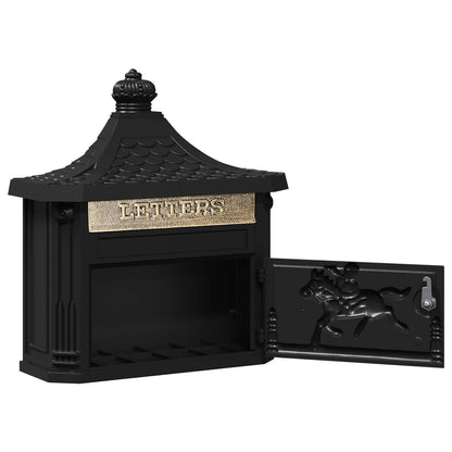 vidaXL Wall Mounted Mailbox Black 40.5 x 15.5 x 44 cm Cast Aluminum