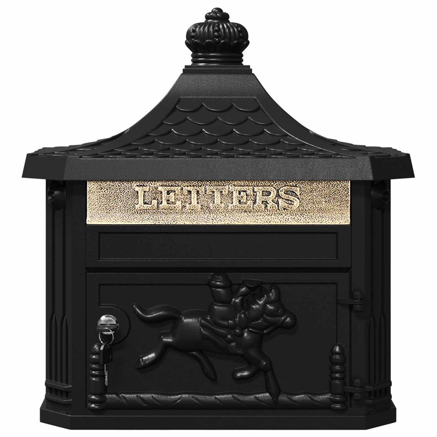 vidaXL Wall Mounted Mailbox Black 40.5 x 15.5 x 44 cm Cast Aluminum