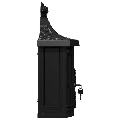 vidaXL Wall Mounted Mailbox Black 40.5 x 15.5 x 44 cm Cast Aluminum