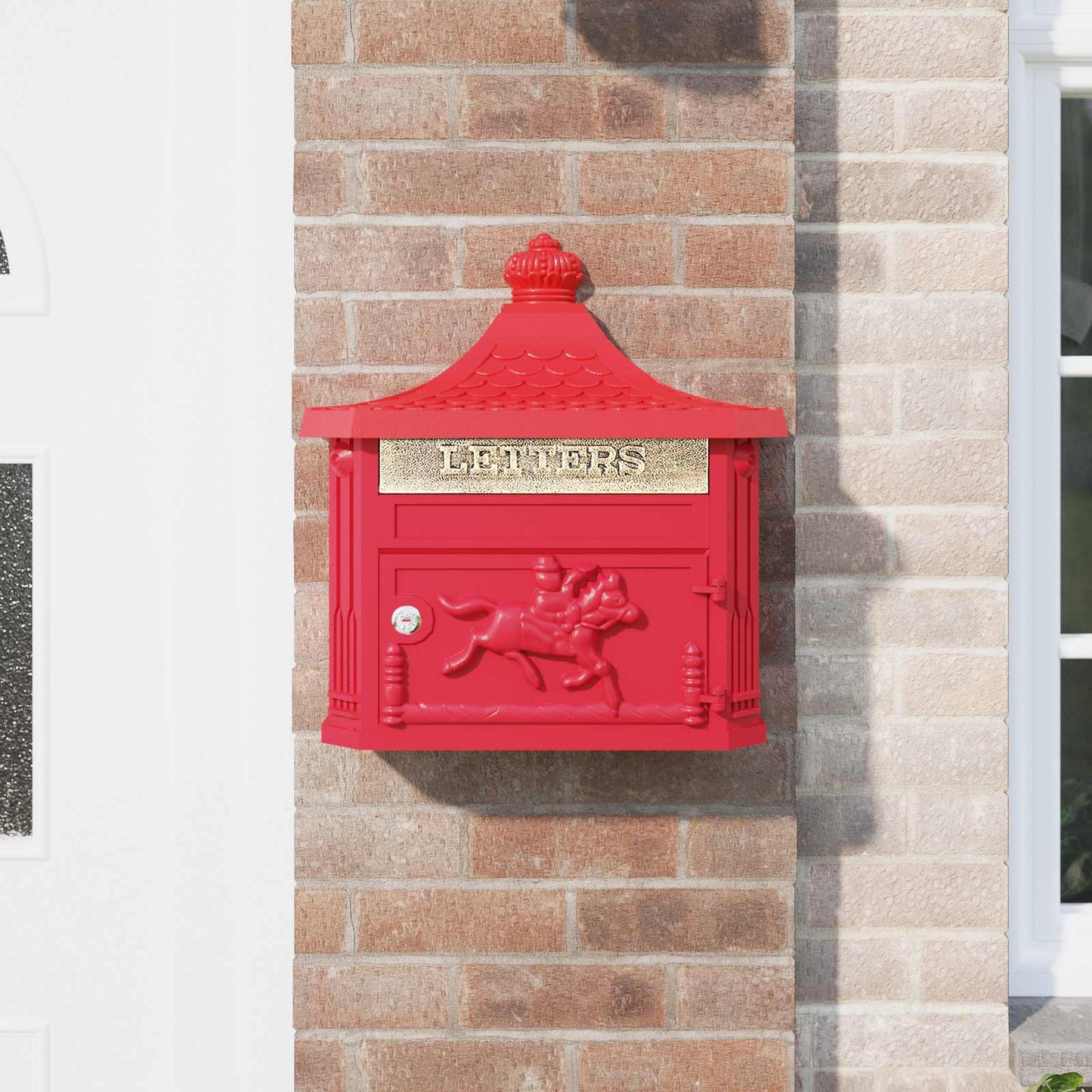 vidaXL Wall Mounted Mailbox Red 40.5 x 15.5 x 44 cm Cast Aluminum