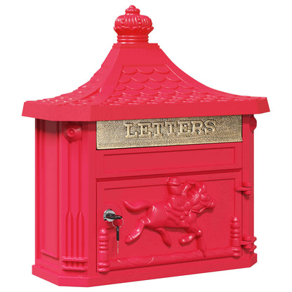 vidaXL Wall Mounted Mailbox Red 40.5 x 15.5 x 44 cm Cast Aluminum