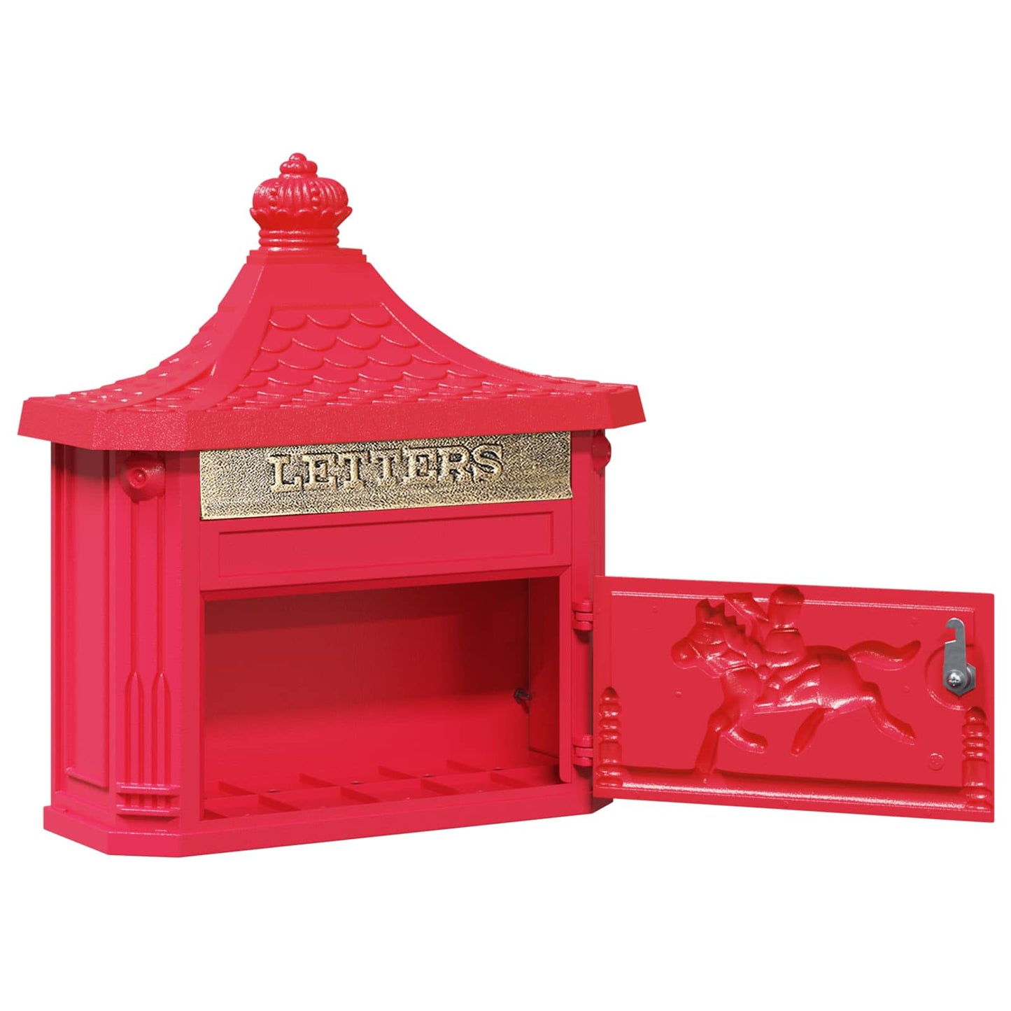 vidaXL Wall Mounted Mailbox Red 40.5 x 15.5 x 44 cm Cast Aluminum
