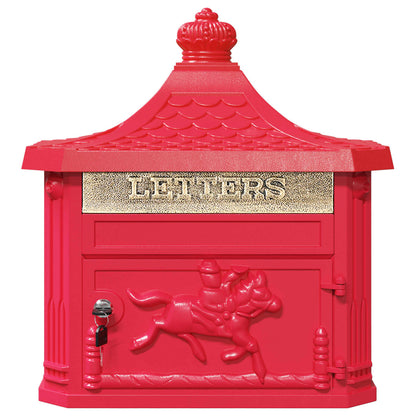vidaXL Wall Mounted Mailbox Red 40.5 x 15.5 x 44 cm Cast Aluminum