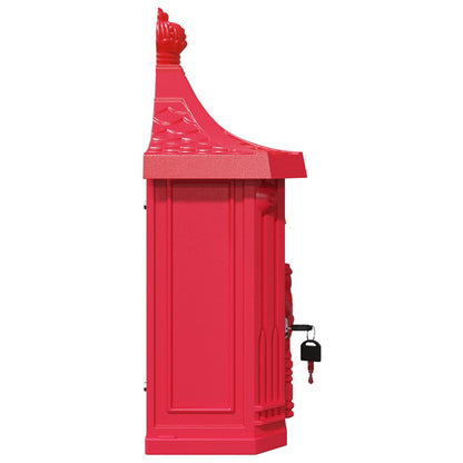 vidaXL Wall Mounted Mailbox Red 40.5 x 15.5 x 44 cm Cast Aluminum