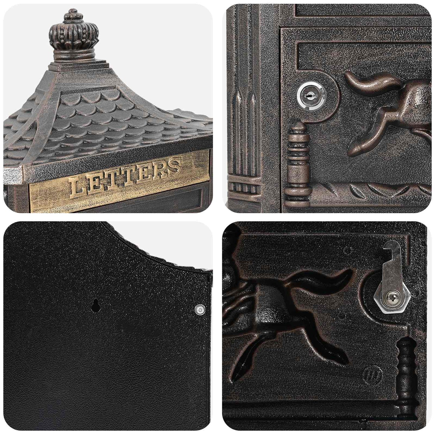 vidaXL Wall Mounted Mailbox Bronze 40.5 x 15.5 x 44 cm Cast Aluminum