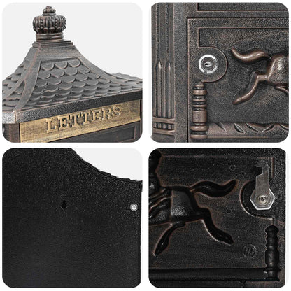 vidaXL Wall Mounted Mailbox Bronze 40.5 x 15.5 x 44 cm Cast Aluminum