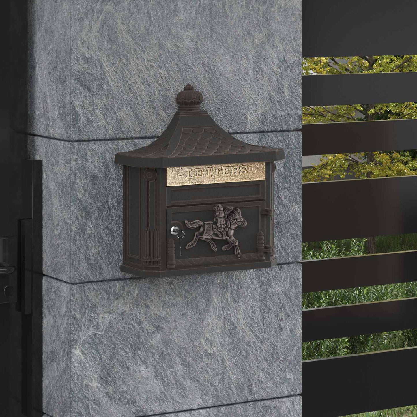 vidaXL Wall Mounted Mailbox Bronze 40.5 x 15.5 x 44 cm Cast Aluminum
