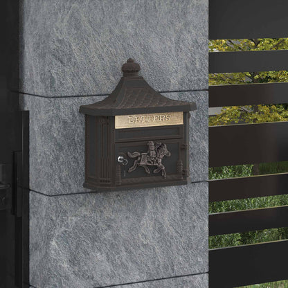 vidaXL Wall Mounted Mailbox Bronze 40.5 x 15.5 x 44 cm Cast Aluminum