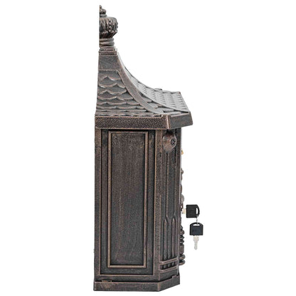 vidaXL Wall Mounted Mailbox Bronze 40.5 x 15.5 x 44 cm Cast Aluminum