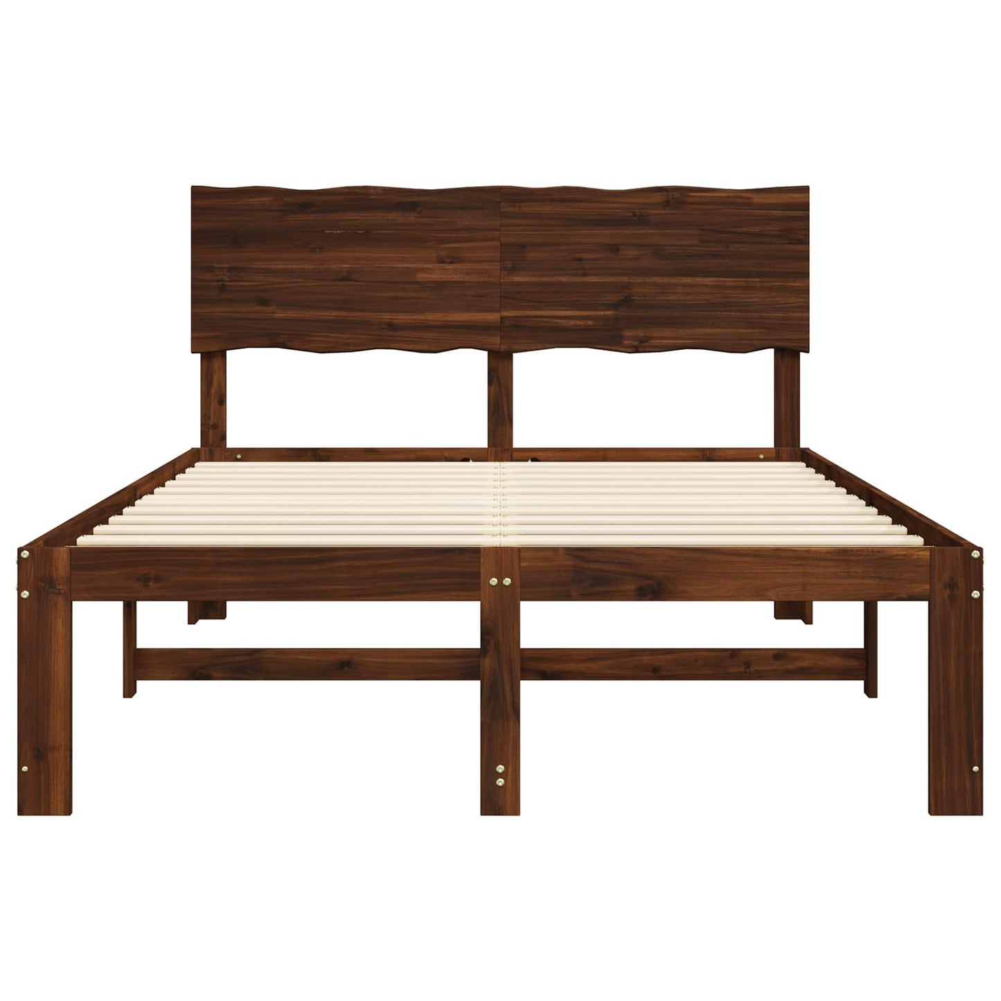 vidaXL Double Bed Frame with Headboard ROSTOCK Dark Brown 135 x 190 cm