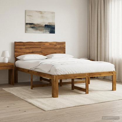 vidaXL Double Bed Frame with Headboard ROSTOCK Natural 135 x 190 cm