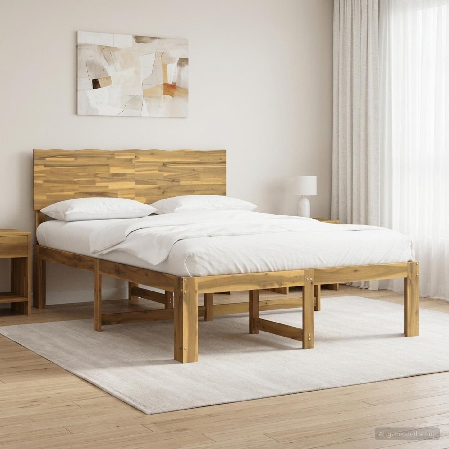 vidaXL Double Bed Frame with Headboard ROSTOCK White 135 x 190 cm