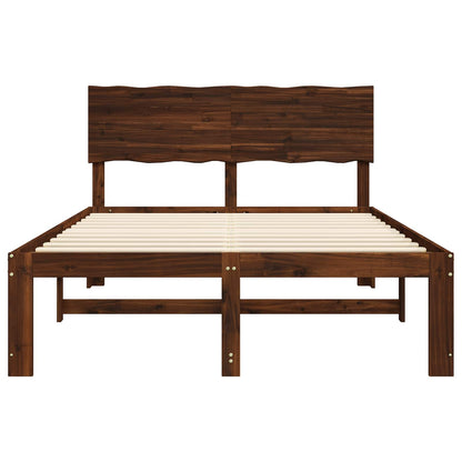 vidaXL Double Bed Frame with Headboard ROSTOCK Dark Brown 140 x 190 cm