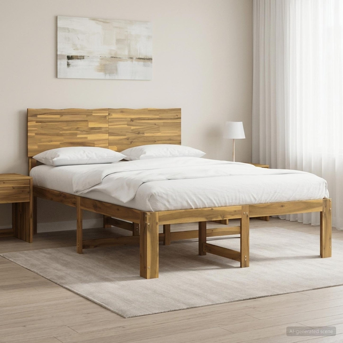 vidaXL Double Bed Frame with Headboard ROSTOCK White 140 x 190 cm