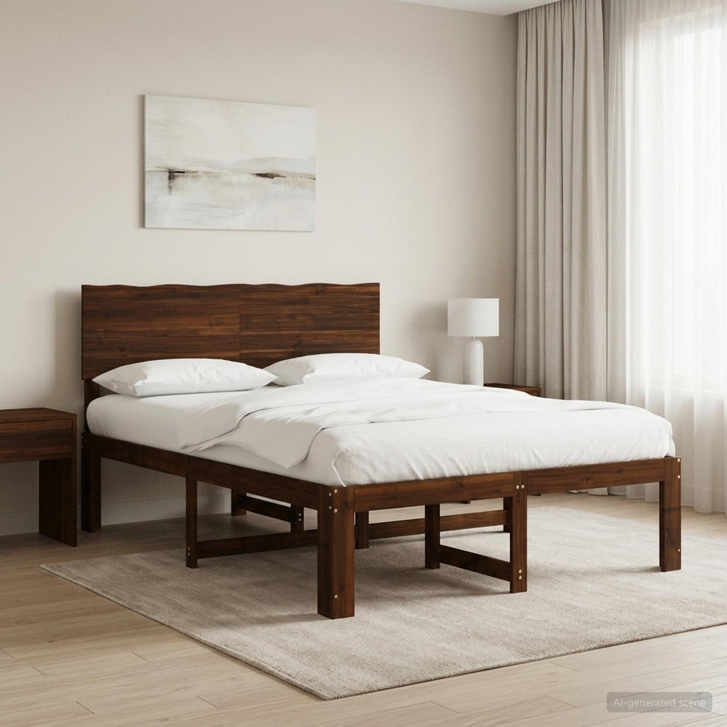 vidaXL Double Bed Frame with Headboard ROSTOCK Dark Brown 140 x 200 cm