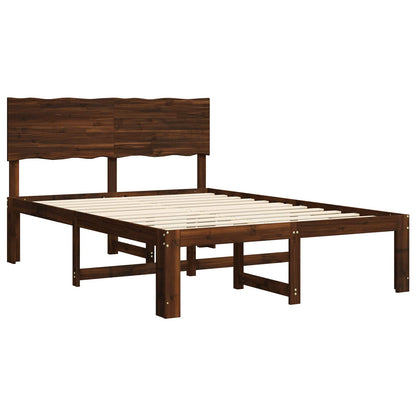 vidaXL Double Bed Frame with Headboard ROSTOCK Dark Brown 140 x 200 cm