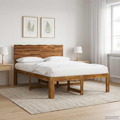 vidaXL Double Bed Frame with Headboard ROSTOCK Natural 140 x 200 cm