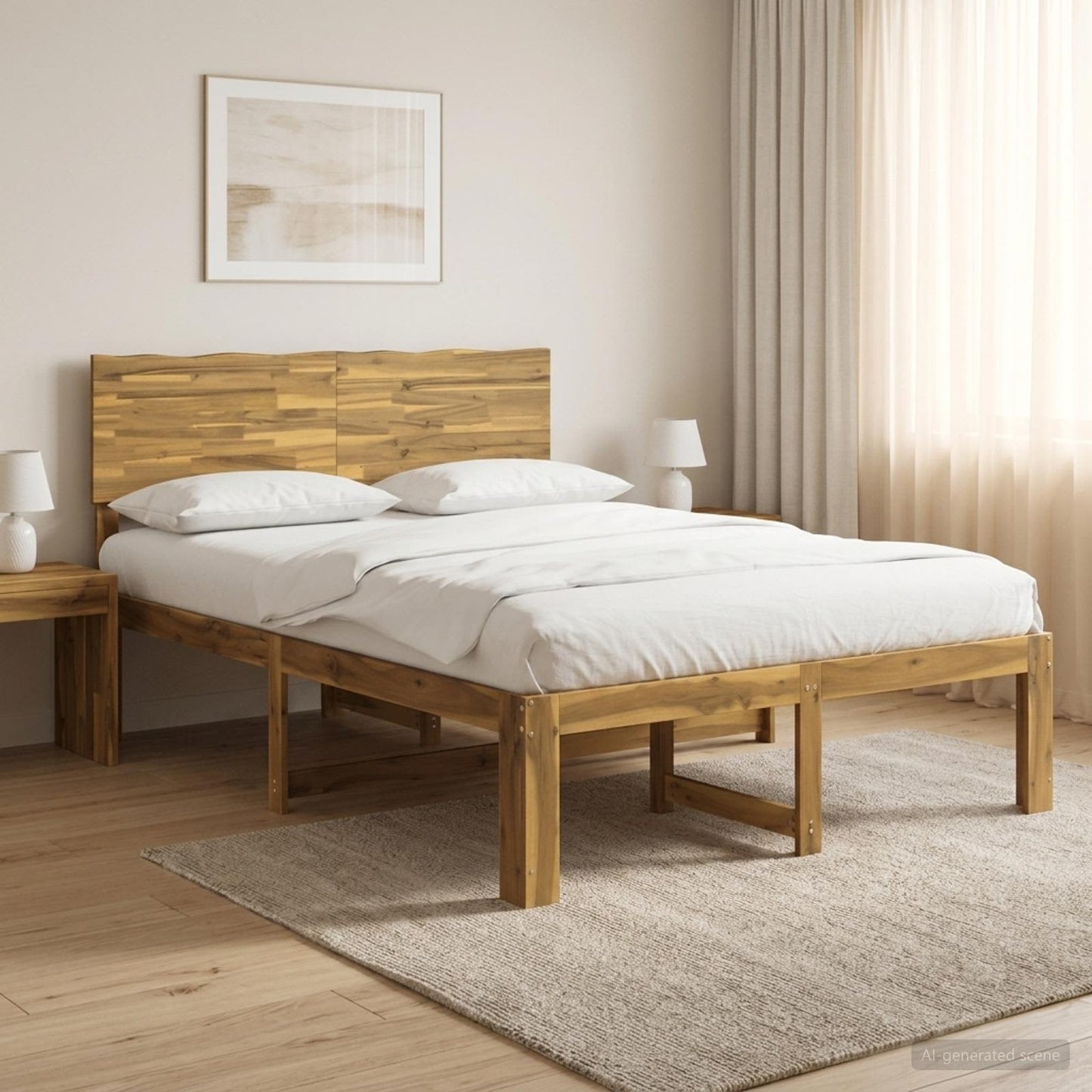 vidaXL Double Bed Frame with Headboard ROSTOCK White 140 x 200 cm