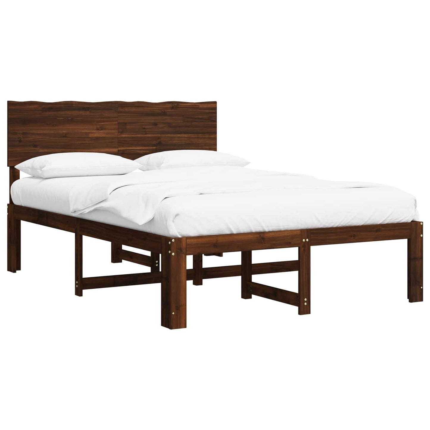 vidaXL Double Bed Frame with Headboard ROSTOCK Dark Brown 150 x 200 cm