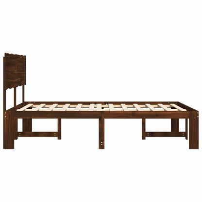 vidaXL Double Bed Frame with Headboard ROSTOCK Dark Brown 150 x 200 cm