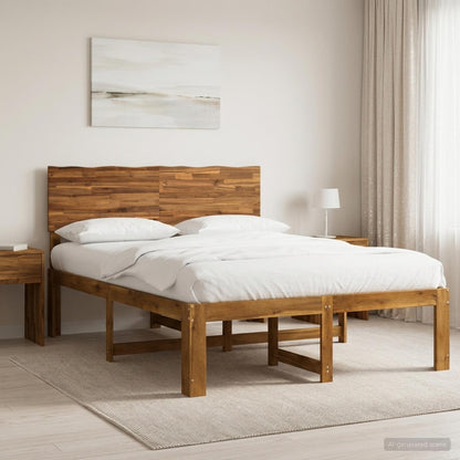 vidaXL Double Bed Frame with Headboard ROSTOCK Natural 150 x 200 cm