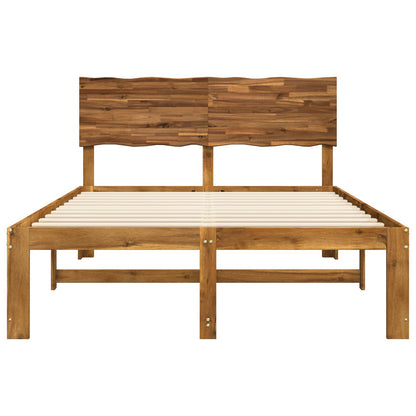 vidaXL Double Bed Frame with Headboard ROSTOCK Natural 150 x 200 cm