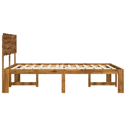vidaXL Double Bed Frame with Headboard ROSTOCK Natural 150 x 200 cm