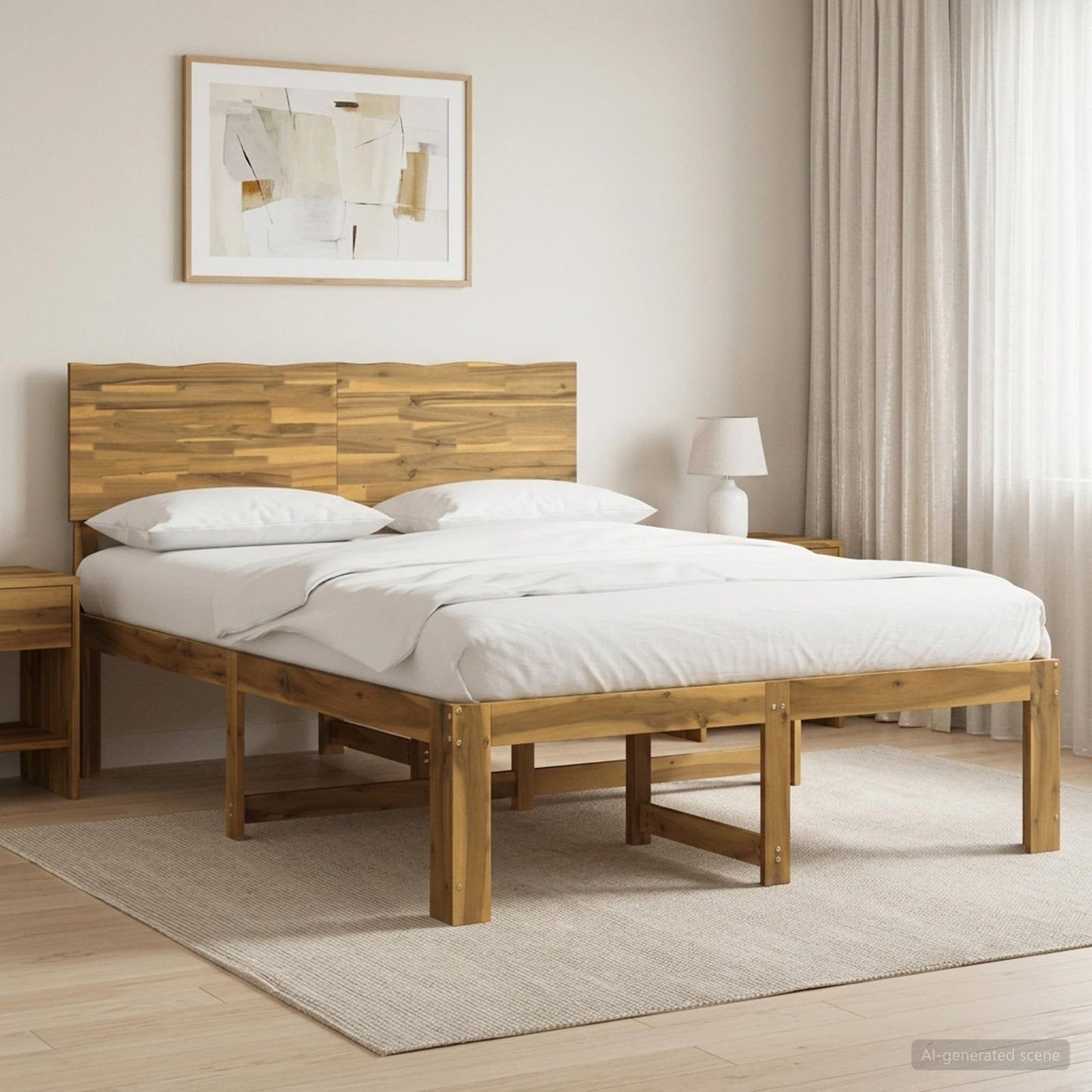 vidaXL Double Bed Frame with Headboard ROSTOCK White 150 x 200 cm