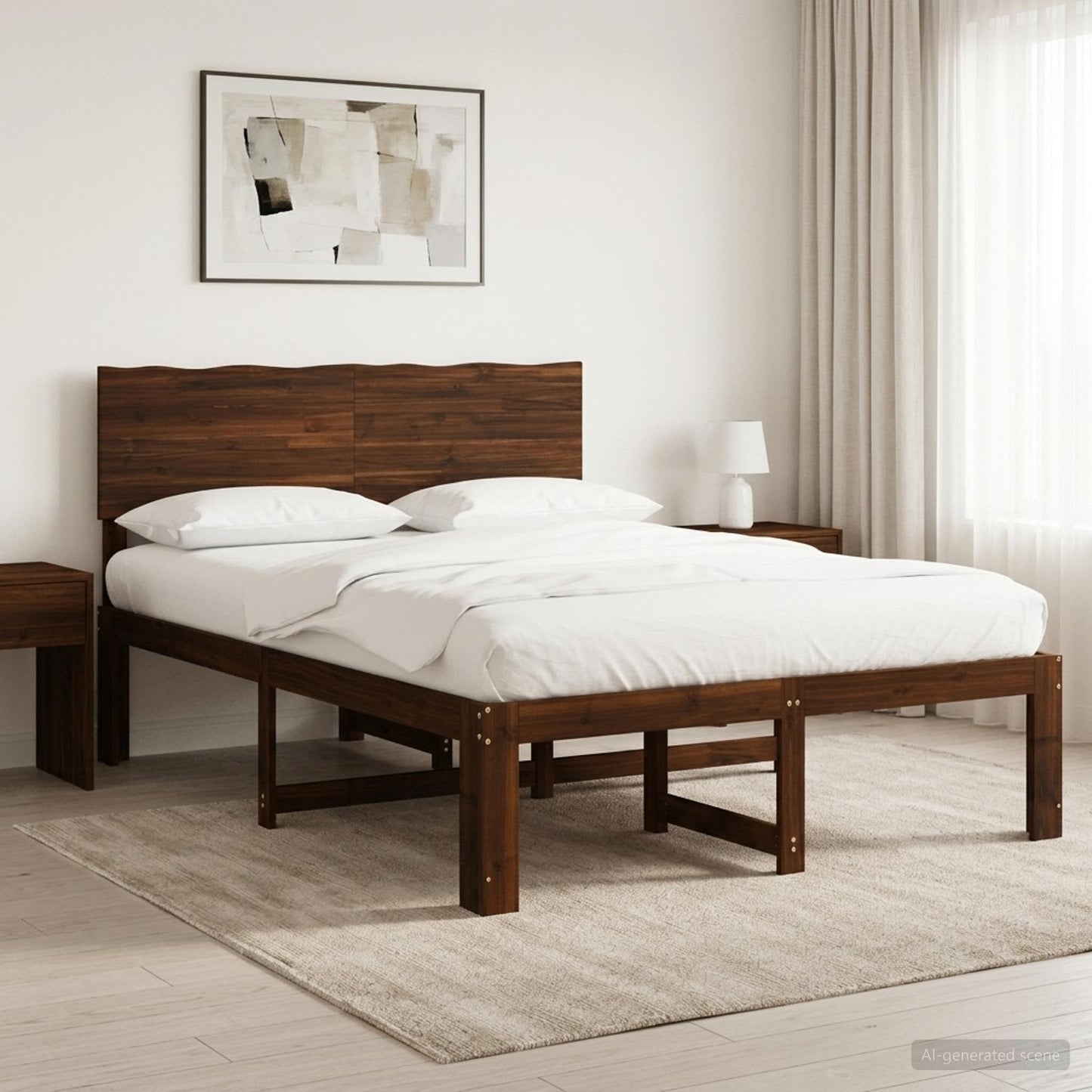 vidaXL Double Bed Frame with Headboard ROSTOCK Dark Brown 160 x 200 cm