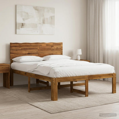 vidaXL Double Bed Frame with Headboard ROSTOCK Natural 160 x 200 cm